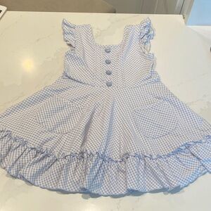 Adorable Blue Checkered Kids Dress with Ruffles